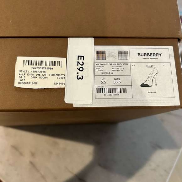 Authentic Burberry brown suede and black patent leather heels size EU 38.5 - Picture 7 of 10